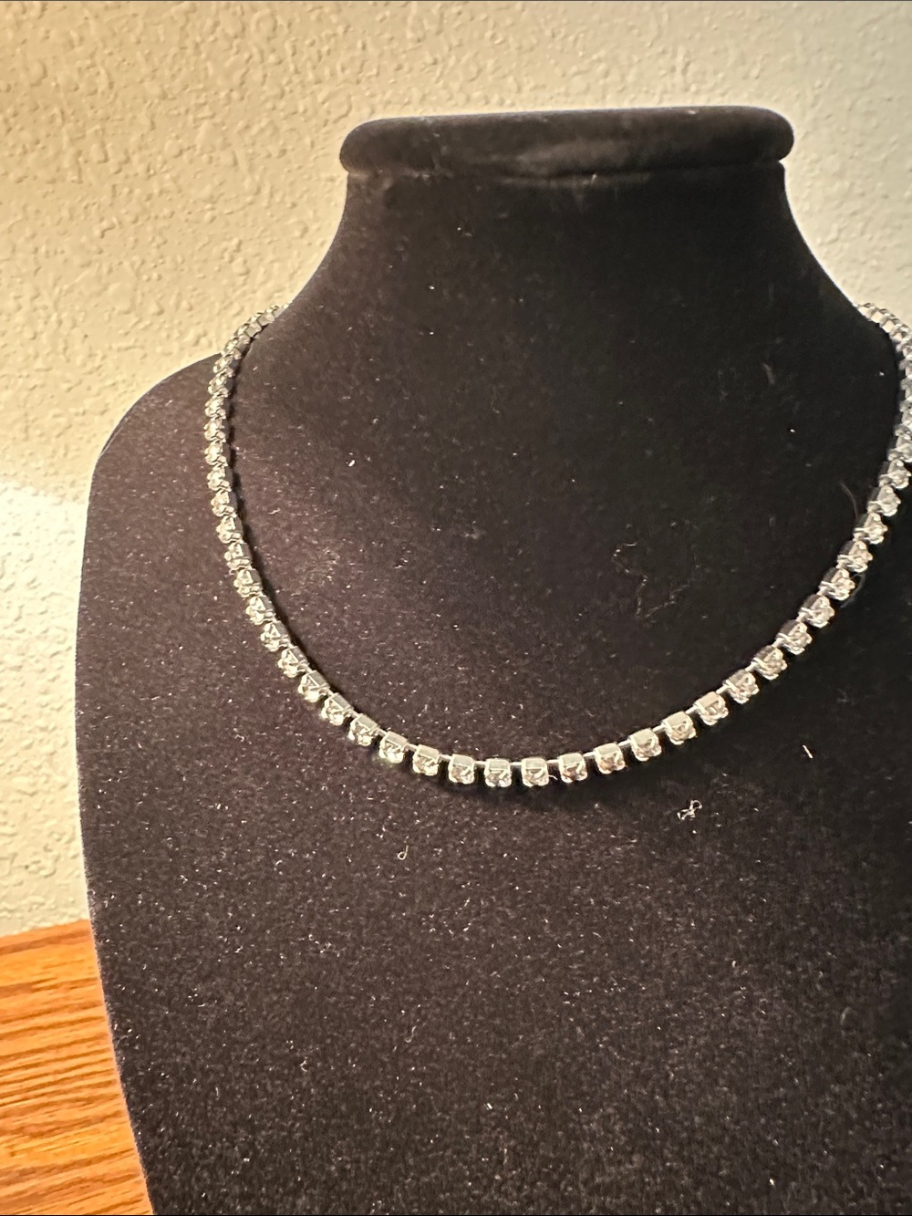 Classic Silver-Tone Clear Crystal Tennis Necklace - Women Jewelry